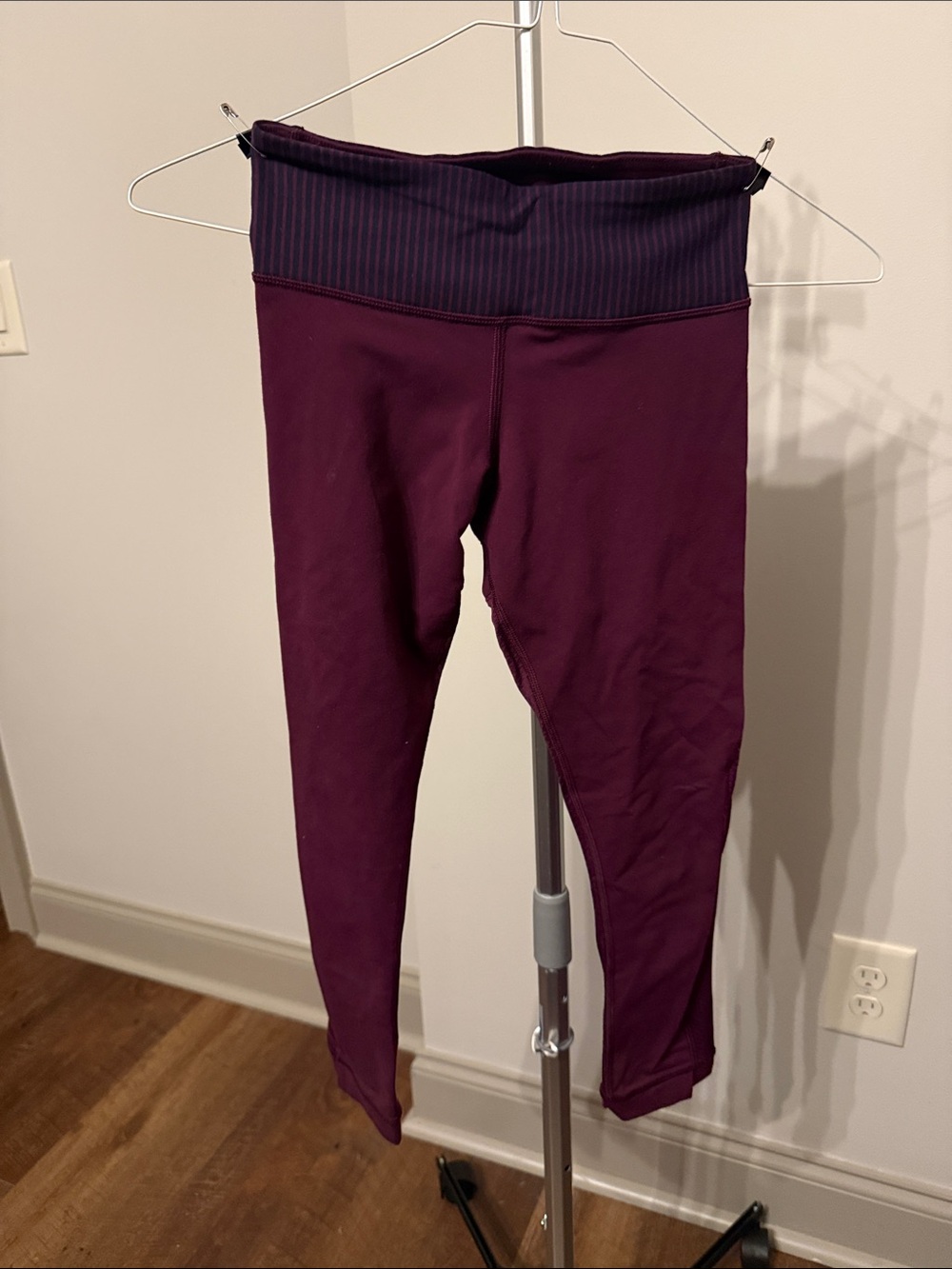 lululemon athletica Plum Capri Leggings with Striped Waistband